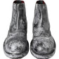 Dolce & Gabbana Black Gray Leather Ankle Boots