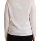 Alpha Studio White Long Sleeves Crewneck Pullover Sweater