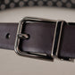 Dolce & Gabbana Dark Purple Perforated Leather Metal Buckle Belt