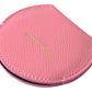 Dolce & Gabbana Pink Calfskin Leather Round Logo Print Hand Mirror Holder