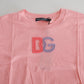 Dolce & Gabbana Pink Cotton DG Logo Crew Neck Tank T-shirt