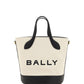 Bally White and Black Leather Bucket Bag