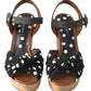 Dolce & Gabbana Black  Wedges Polka Dotted Ankle Strap Shoes Sandals