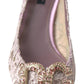 Dolce & Gabbana Pink Floral Lace DG Crystal Pumps Shoes