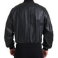 Dolce & Gabbana Black Leather Blouson Full Zip Bomber Jacket