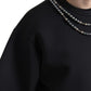Dolce & Gabbana Black Necklace Embellished Polyester T-shirt