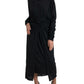 Dolce & Gabbana Black Wool Wrap Sheath Midi Gown Dress