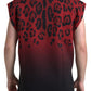 Dolce & Gabbana Red Leopard Cotton Sleeveless Tank T-shirt