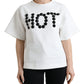 Dolce & Gabbana T-shirt White Cotton Stretch Black HOT Crystal