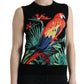 Dolce & Gabbana Black Bird Wool Knit Sleeveless Tank T-shirt