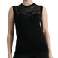 Dolce & Gabbana Black Cashmere Lace Trim Sleeveless Tank Top