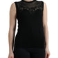Dolce & Gabbana Black Cashmere Lace Trim Sleeveless Tank Top