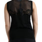 Dolce & Gabbana Black Cashmere Lace Trim Sleeveless Tank Top