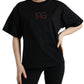 Dolce & Gabbana Black Cotton DG Crystal Crewneck Tee T-shirt
