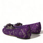 Dolce & Gabbana Purple Vally Taormina Lace Crystals Flats Shoes