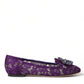 Dolce & Gabbana Purple Vally Taormina Lace Crystals Flats Shoes