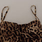 Dolce & Gabbana Brown Leopard Print Ruched Midi Dress