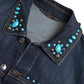 Dolce & Gabbana Blue Denim Turquoise Stones Studded Jacket