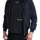 Dolce & Gabbana Blue Hooded Logo Polyester Full Zip Sweater