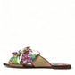 Dolce & Gabbana Multicolor Floral Flats Crystal Sandals Shoes