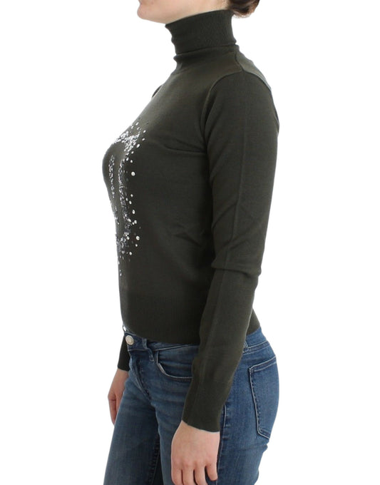 John Galliano Green wool turtleneck sweater