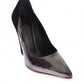 Cédric Charlier Gray Black Leather Suede Heels Pumps Shoes