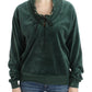 Cavalli Green velvet cotton sweater