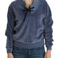 Cavalli Blue velvet cotton sweater