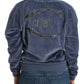 Cavalli Blue velvet cotton sweater