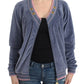 Cavalli Blue velvet zipup sweater
