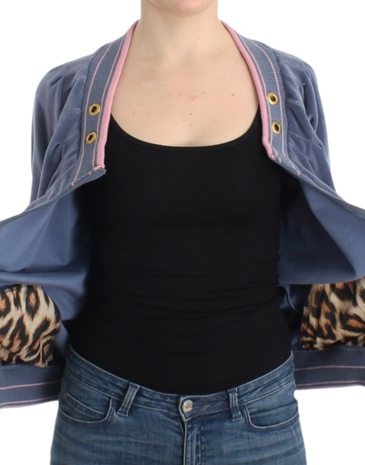 Cavalli Blue velvet zipup sweater
