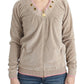 Cavalli Beige velvet zipup sweater