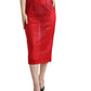 Dolce & Gabbana Red Sheer High Waist Pencil Cut Midi Skirt