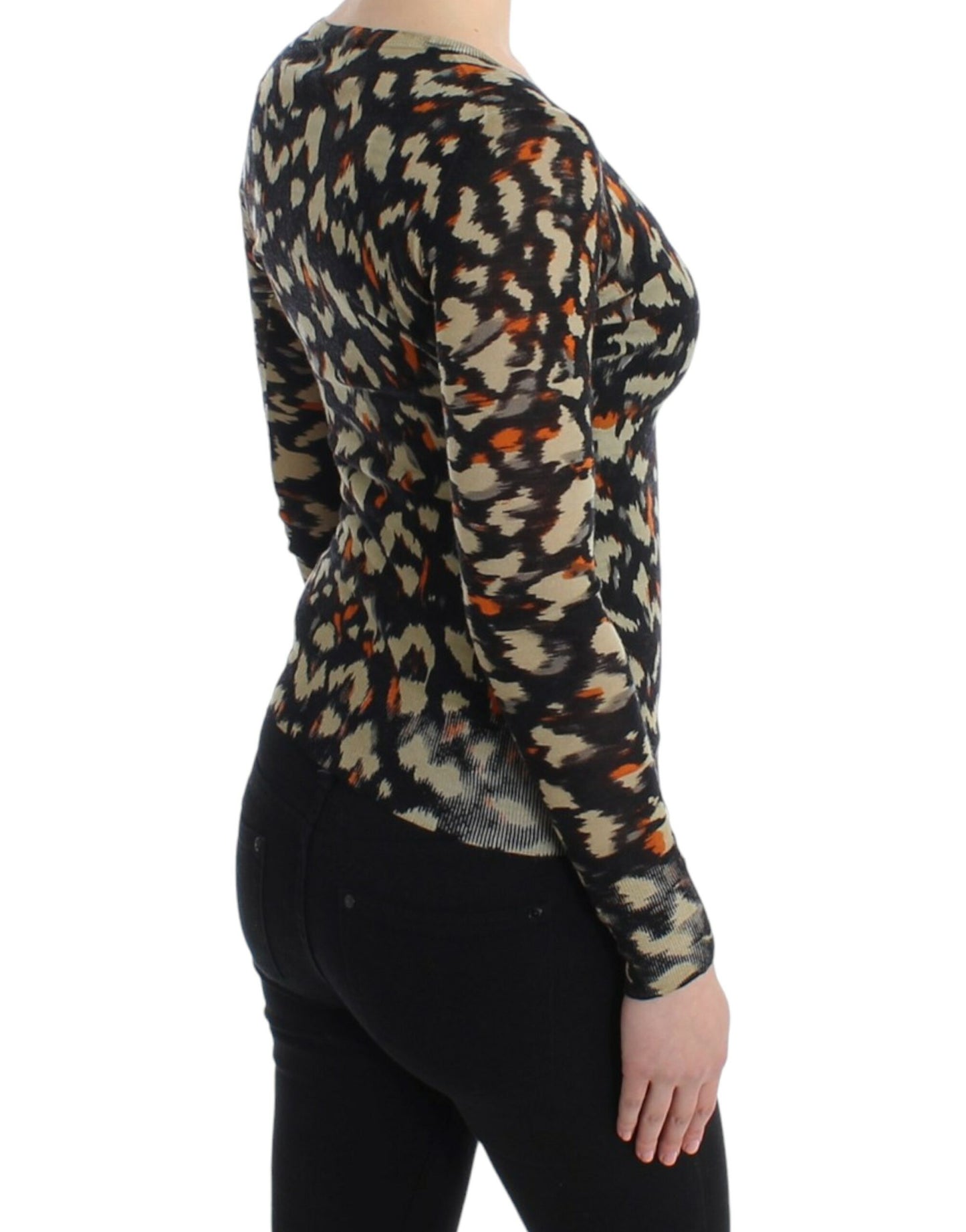 Cavalli Multicolor v-neck wool jumper