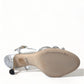 Dolce & Gabbana Silver Crystal Ankle Strap Sandals Shoes