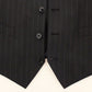 Dolce & Gabbana Black Striped Wool Silk Dress Vest Gilet