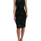 Dolce & Gabbana Black Floral Lace Crystal Sheath Dress