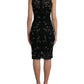 Dolce & Gabbana Black Floral Lace Crystal Sheath Dress