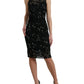 Dolce & Gabbana Black Floral Lace Crystal Sheath Dress