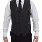 Dolce & Gabbana Gray Striped Wool Logo Vest Gilet Weste
