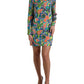 Dolce & Gabbana Multicolor Geometric Print Silk Crystals Midi Dress