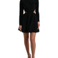Dolce & Gabbana Black Viscose Cut Out A-line Long Sleeves Mini Dress
