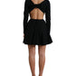 Dolce & Gabbana Black Viscose Cut Out A-line Long Sleeves Mini Dress