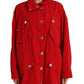 Dolce & Gabbana Red Polyester Hooded Button Rain Coat Jacket