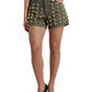 Dolce & Gabbana Green Embellished Cotton High Waist Hot Pants Shorts