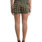 Dolce & Gabbana Green Embellished Cotton High Waist Hot Pants Shorts