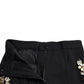 Dolce & Gabbana Black Floral Applique High Waist Tapered Pants