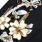 Dolce & Gabbana Black Floral Applique High Waist Tapered Pants