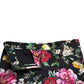 Dolce & Gabbana Black Floral Print Mid Waist Cropped Pants