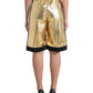 Dolce & Gabbana Gold Polyester Perforated High Waist Shorts